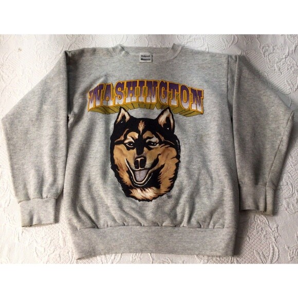1980sTultex Vintage University Of Washington Huskies Sweatshirt Sz Large